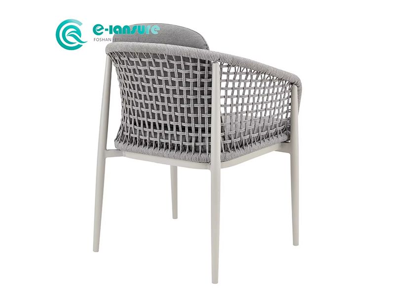 Contemporary Garden Chair for Balcony or Poolside Water-Resistant Cushion on  Aluminum Frame with Grey Rope