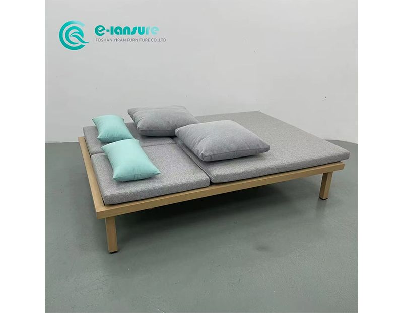 Durable Outdoor Patio Sun Lounger Aluminum Frame with Wooden Finish and Waterproof Fabric Cushions Comfortable Garden Lounger