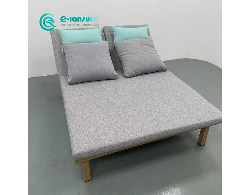 Durable Outdoor Patio Sun Lounger Aluminum Frame with Wooden Finish and Waterproof Fabric Cushions Comfortable Garden Lounger