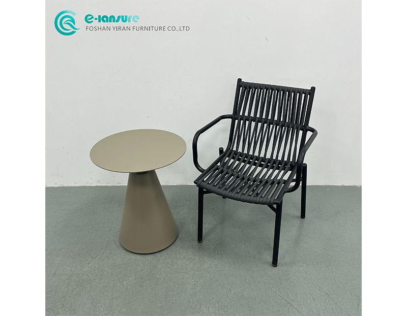 Minimalist Casual Patio Dining Set Wholesale Elegant Aluminum Frame Woven Rope Chairs with Stylish Coffee Table Garden Furniture