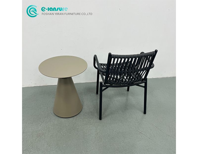 Minimalist Casual Patio Dining Set Wholesale Elegant Aluminum Frame Woven Rope Chairs with Stylish Coffee Table Garden Furniture