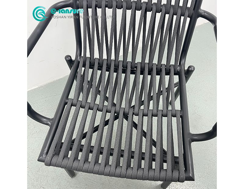 Minimalist Casual Patio Dining Set Wholesale Elegant Aluminum Frame Woven Rope Chairs with Stylish Coffee Table Garden Furniture