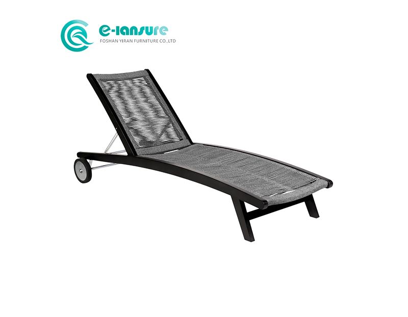 Minimalist Style Durable Aluminum Frame Sun Lounger Woven Rope Patio Sun Bed for Hotel Courtyard