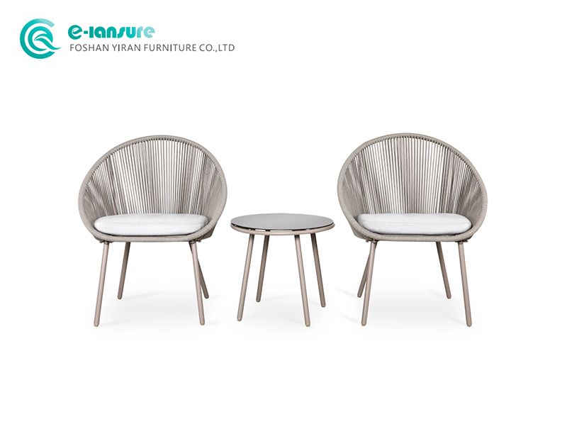 Elegant Modern Patio Dining Furniture Set Aluminum Frame and Woven Rope Dining Chairs with Coffee Table Casual Seating