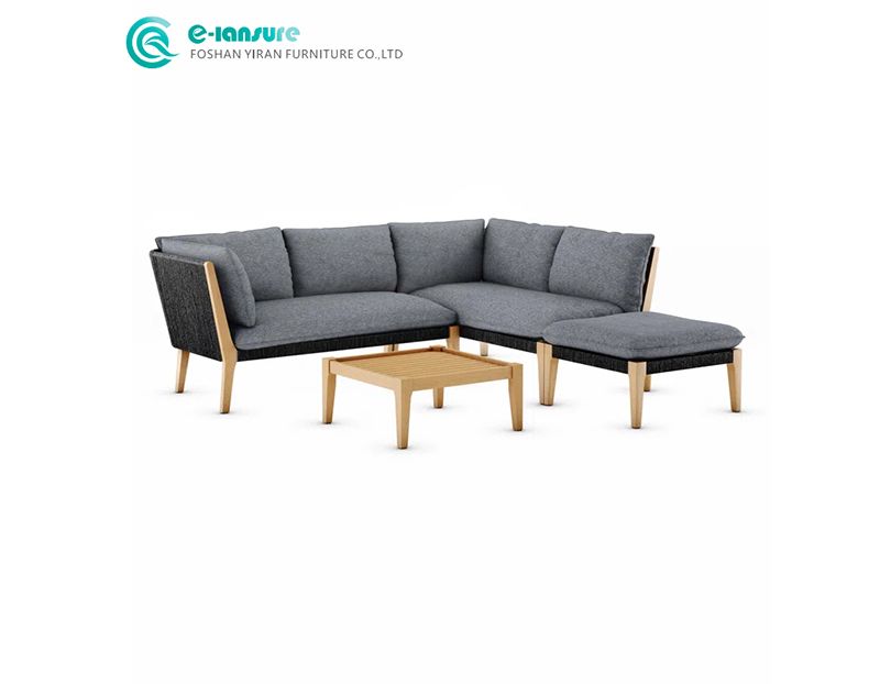 Leisure Outdoor Solid Teak Wood Sofa Set with Coffee Table Courtyard Patio Resorts Furniture