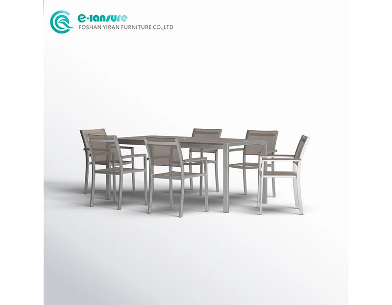 Premium Modern Elegant Outdoor Dining Set Aluminum Frame Woven Rope Chairs and Dining Table Casual Garden Seating