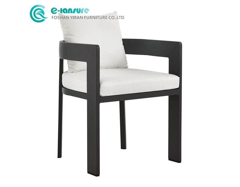 Minimalist Modern Outdoor Garden Dining Chair Aluminum Frame Waterproof Cushion Comfortable Patio Chair