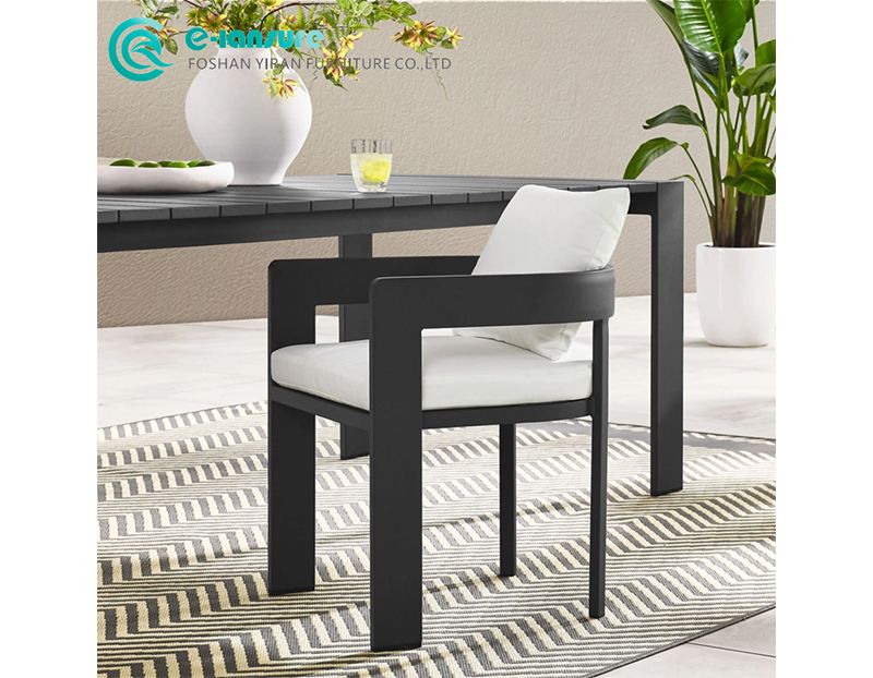 Minimalist Modern Outdoor Garden Dining Chair Aluminum Frame Waterproof Cushion Comfortable Patio Chair
