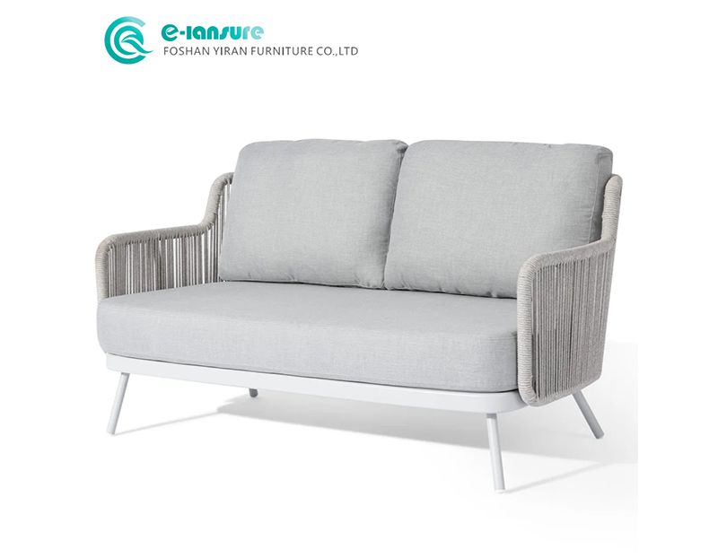 Casual Durable Villa Resort Outdoor Sofa Set Minimalist Design Aluminum Frame + Woven Rope Waterproof Fabric for Garden Patios