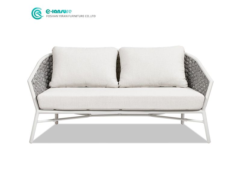 Casual Durable Villa Resort Outdoor Sofa Set Minimalist Design Aluminum Frame + Woven Rope Waterproof Fabric for Garden Patios