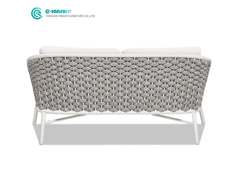 Casual Durable Villa Resort Outdoor Sofa Set Minimalist Design Aluminum Frame + Woven Rope Waterproof Fabric for Garden Patios