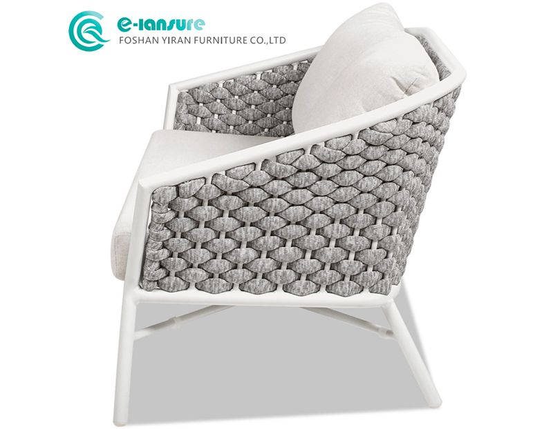 Casual Durable Villa Resort Outdoor Sofa Set Minimalist Design Aluminum Frame + Woven Rope Waterproof Fabric for Garden Patios