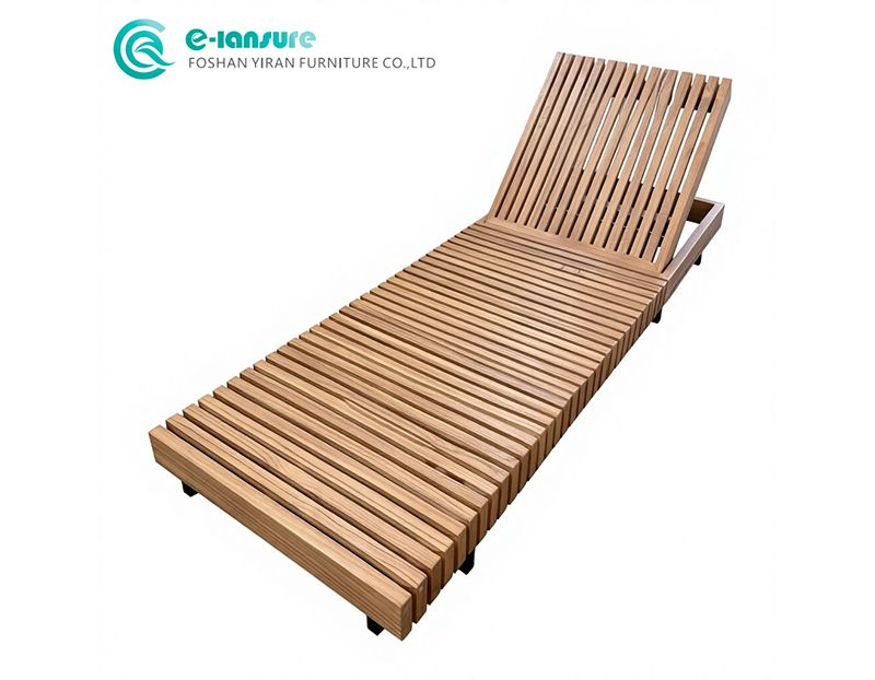 Modern Aluminum Frame Sun Lounger Wooden Color Design Durable Outdoor Chaise Lounge for Garden