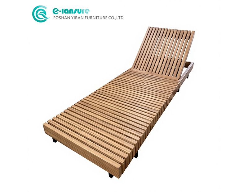 Modern Aluminum Frame Sun Lounger Wooden Color Design Durable Outdoor Chaise Lounge for Garden