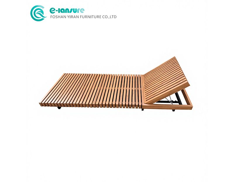 Modern Aluminum Frame Sun Lounger Wooden Color Design Durable Outdoor Chaise Lounge for Garden