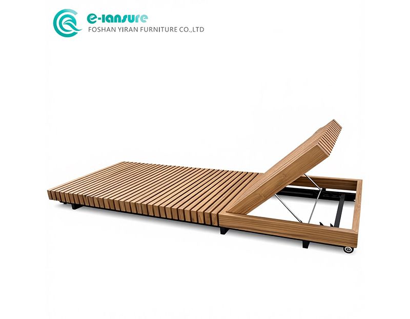 Modern Aluminum Frame Sun Lounger Wooden Color Design Durable Outdoor Chaise Lounge for Garden
