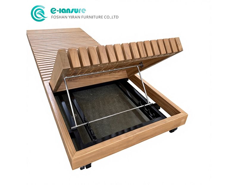 Modern Aluminum Frame Sun Lounger Wooden Color Design Durable Outdoor Chaise Lounge for Garden