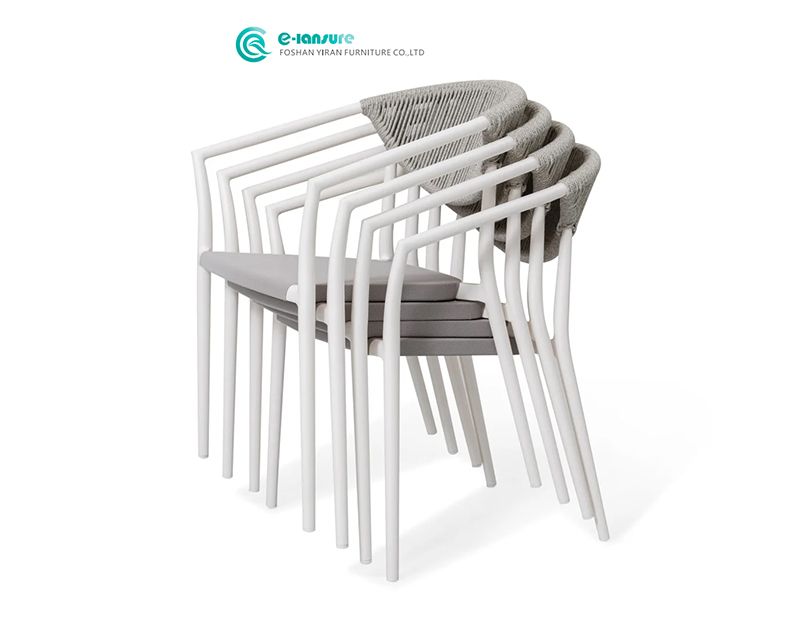 Comfortable Modern Outdoor Chair Aluminum Frame and Resistant Rope with Waterproof Fabric Garden Patio Dining Seating
