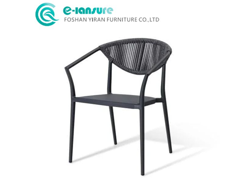 Comfortable Modern Outdoor Chair Aluminum Frame and Resistant Rope with Waterproof Fabric Garden Patio Dining Seating