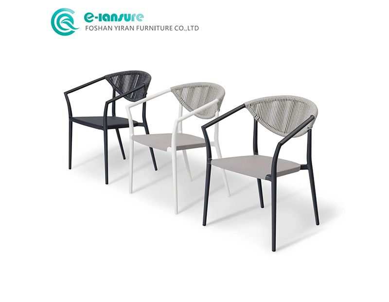 Comfortable Modern Outdoor Chair Aluminum Frame and Resistant Rope with Waterproof Fabric Garden Patio Dining Seating