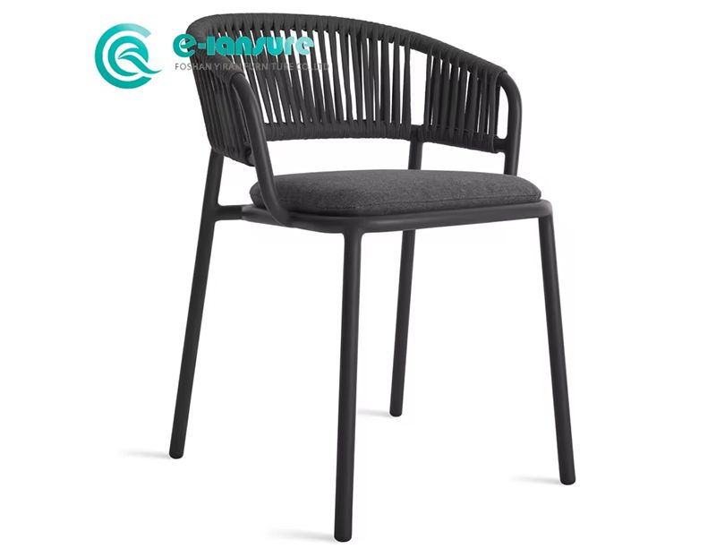 Modern Casual Outdoor Dining Furniture High Quality Aluminum Frame with Woven Rope Garden Dining Chair for Patio Hotel Villa Resort