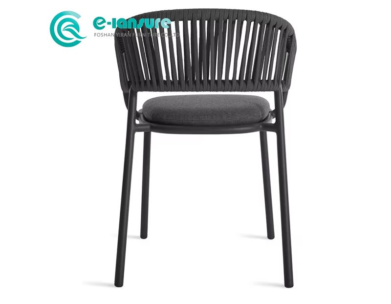 Modern Casual Outdoor Dining Furniture High Quality Aluminum Frame with Woven Rope Garden Dining Chair for Patio Hotel Villa Resort