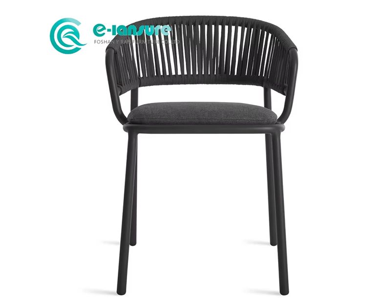 Modern Casual Outdoor Dining Furniture High Quality Aluminum Frame with Woven Rope Garden Dining Chair for Patio Hotel Villa Resort