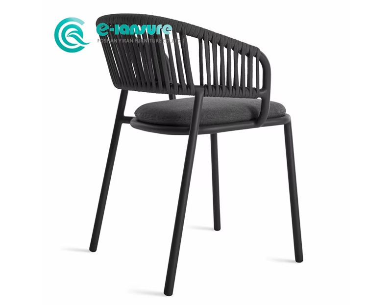 Modern Casual Outdoor Dining Furniture High Quality Aluminum Frame with Woven Rope Garden Dining Chair for Patio Hotel Villa Resort