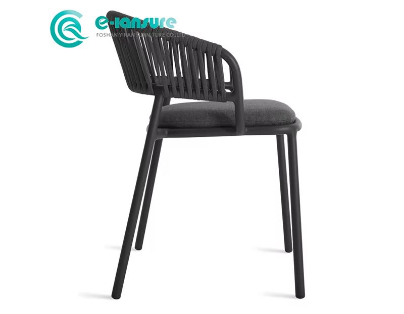 Modern Casual Outdoor Dining Furniture High Quality Aluminum Frame with Woven Rope Garden Dining Chair for Patio Hotel Villa Resort