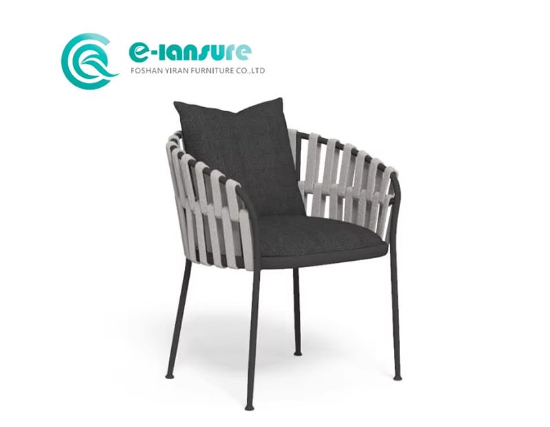 Modern High Quality Outdoor Woven Rope Dining Chair Aluminum Frame Patio Chair for Hotel Resort and Courtyard