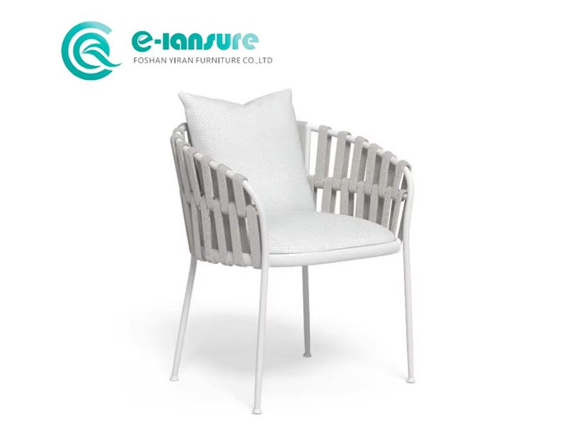 Modern High Quality Outdoor Woven Rope Dining Chair Aluminum Frame Patio Chair for Hotel Resort and Courtyard