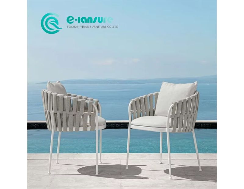 Modern High Quality Outdoor Woven Rope Dining Chair Aluminum Frame Patio Chair for Hotel Resort and Courtyard