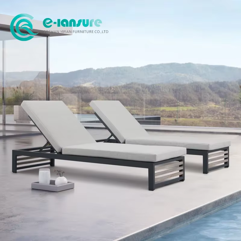 Durable Elegant Aluminum Frame Portable Sun Lounger All-Weather  Foldable Chaise Lounge for Hotel Patio Poolside