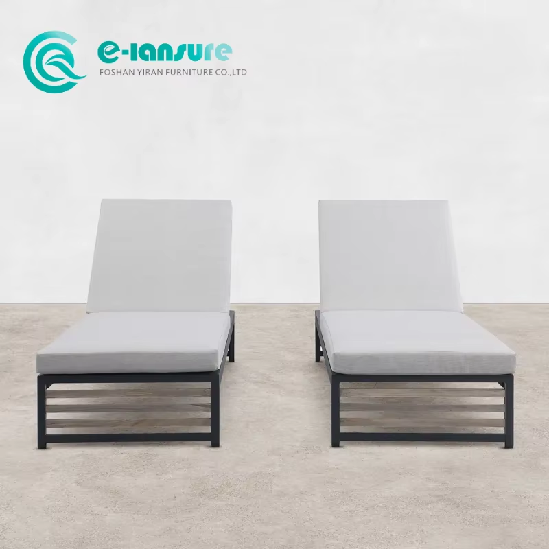 Durable Elegant Aluminum Frame Portable Sun Lounger All-Weather  Foldable Chaise Lounge for Hotel Patio Poolside