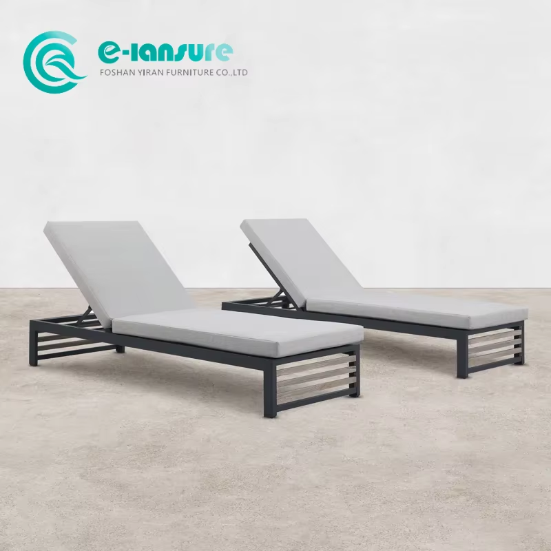 Durable Elegant Aluminum Frame Portable Sun Lounger All-Weather  Foldable Chaise Lounge for Hotel Patio Poolside