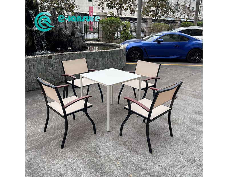 Durable Aluminum Garden Dining Set All-Weather Square Table and Chair Outdoor Furniture for Luxury Hotel Villa