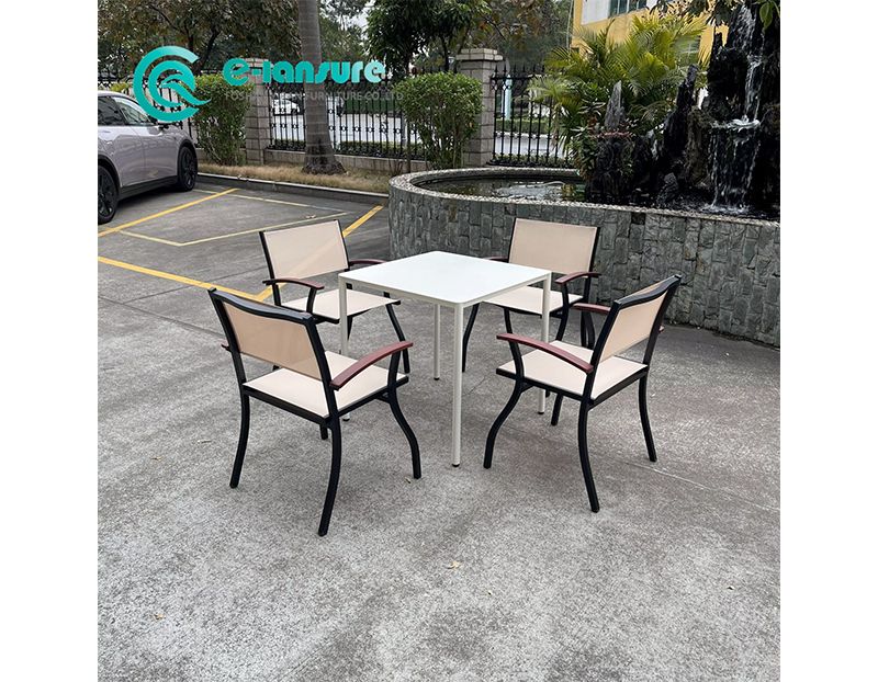 Durable Aluminum Garden Dining Set All-Weather Square Table and Chair Outdoor Furniture for Luxury Hotel Villa