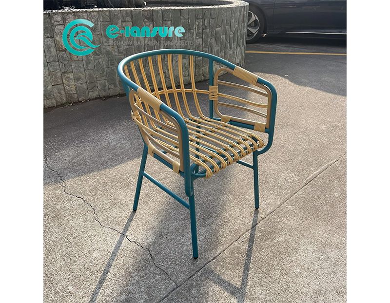 Modern Casual Durable Tiger Powder Coating Outdoor Aluminum Frame Dining Chair Set for Patio Restaurant Villa Use