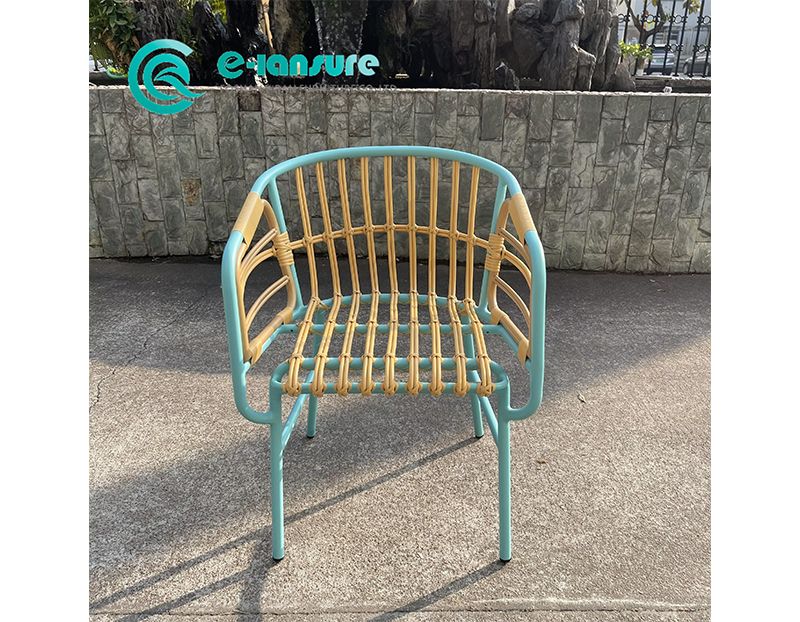 Modern Casual Durable Tiger Powder Coating Outdoor Aluminum Frame Dining Chair Set for Patio Restaurant Villa Use