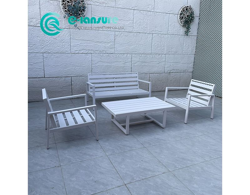 Elegant High-End All Aluminum Outdoor Dining Sofa and Coffee Table Set Waterproof for Villa Patio Courtyard