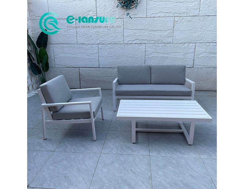 Elegant High-End All Aluminum Outdoor Dining Sofa and Coffee Table Set Waterproof for Villa Patio Courtyard
