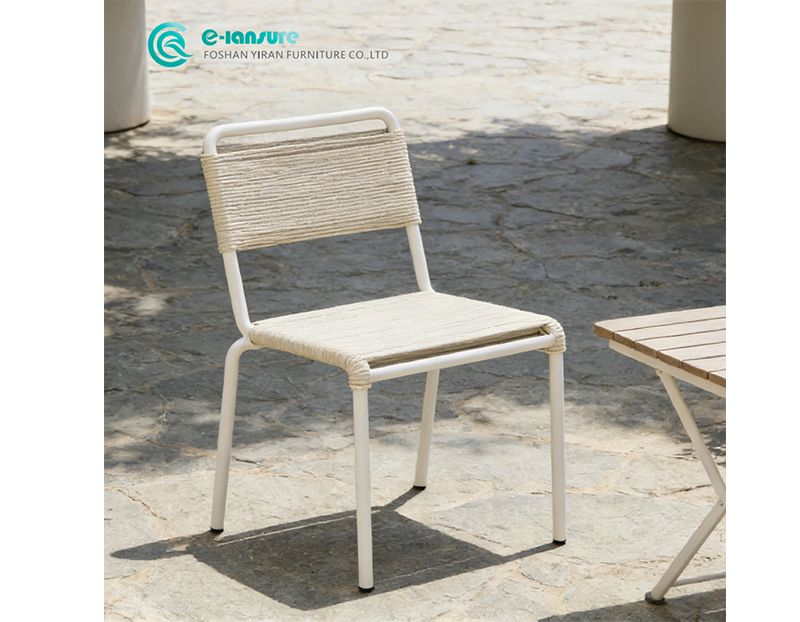 Leisure Modern Design Outdoor Furniture Aluminum Frame and Woven Rope Chair with Fiberglass Table Garden Set for Villa Hotel Resort
