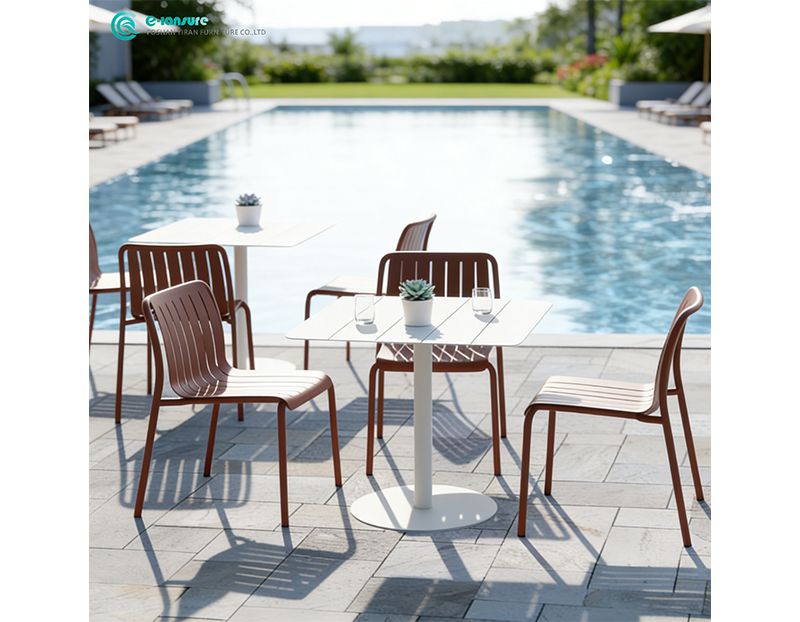 Modern Casual Outdoor Garden Furniture All Aluminum Frame Chair and Table Set for Villa Patio Courtyard