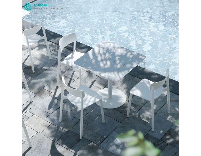 Modern Minimalist Outdoor Patio Set Durable All Aluminum Frame Table and Chair Set for Villa Courtyard