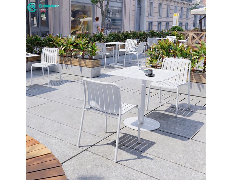 Modern Minimalist Outdoor Patio Set Durable All Aluminum Frame Table and Chair Set for Villa Courtyard