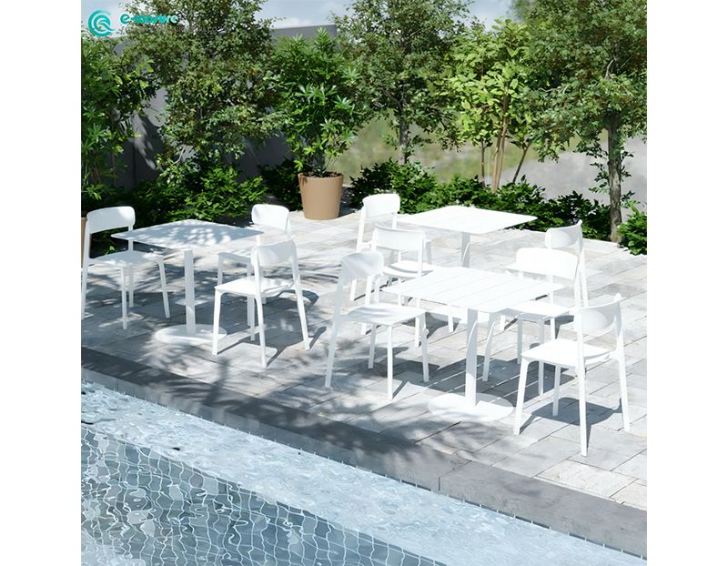 Modern Minimalist Outdoor Patio Set Durable All Aluminum Frame Table and Chair Set for Villa Courtyard