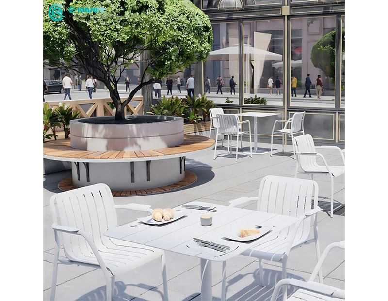Modern Minimalist Outdoor Patio Set Durable All Aluminum Frame Table and Chair Set for Villa Courtyard