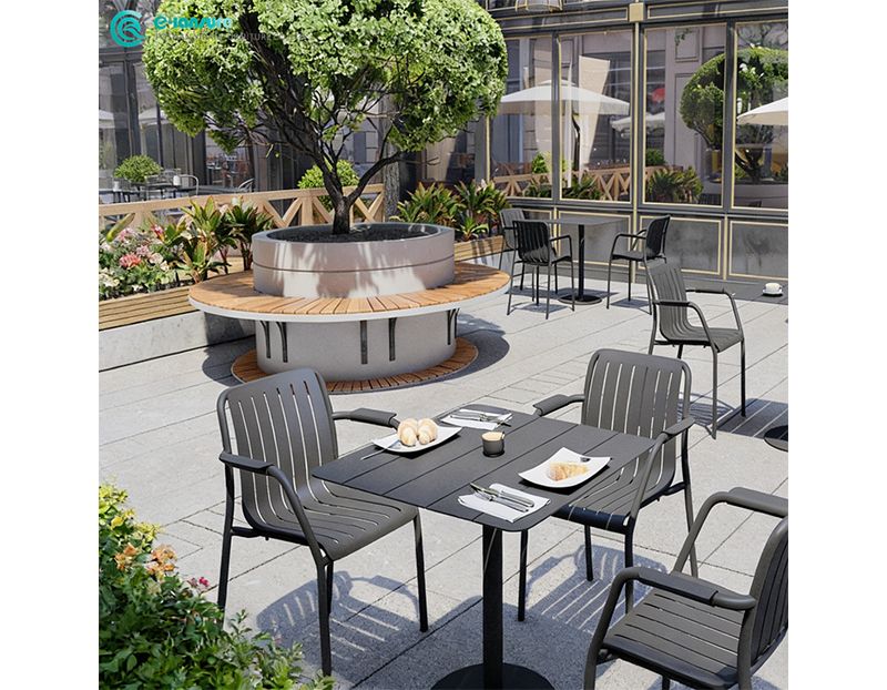 Modern Casual Style Outdoor Furniture Set All Aluminum Frame Chair and Table for Garden Villa Patio Courtyard and Cafe