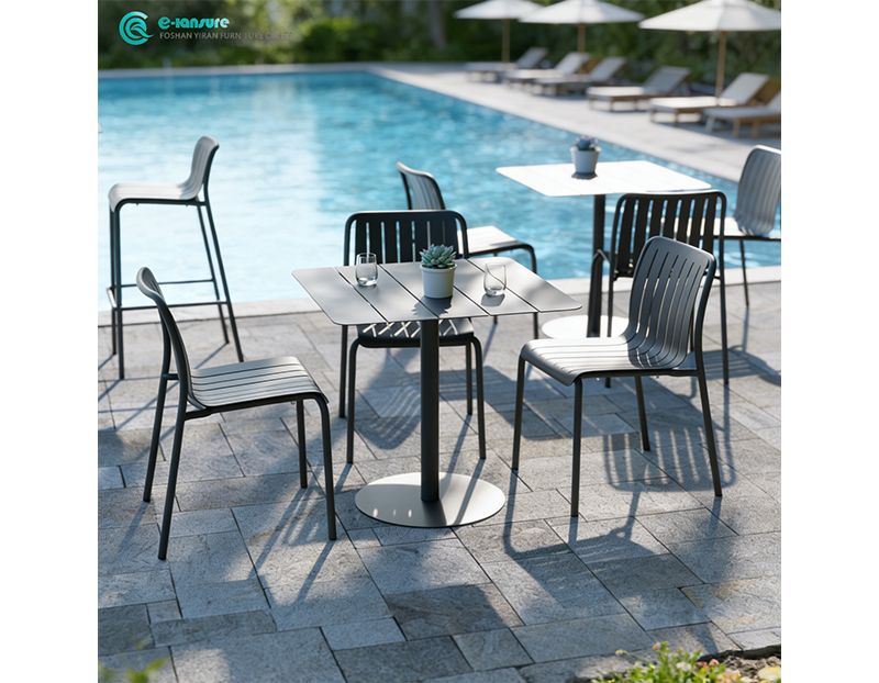 Modern Casual Style Outdoor Furniture Set All Aluminum Frame Chair and Table for Garden Villa Patio Courtyard and Cafe