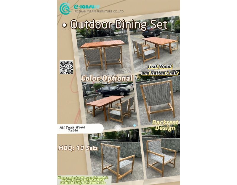 Teak Wood & Rattan Outdoor Dining Set | Timeless Leisure for Your Space